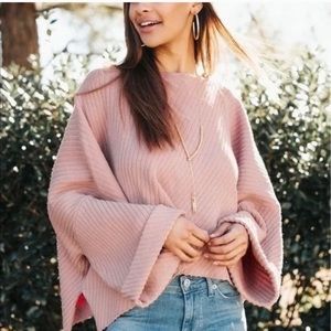 Free People I Can’t Wait Mauve Oversized Crop Sweater Size X-Small